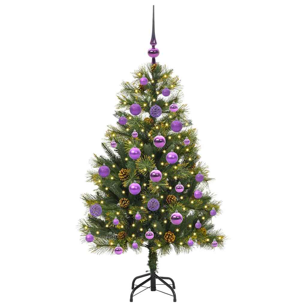 vidaXL Artificial Hinged Christmas Tree with Cones Green 120 cm 3
