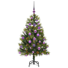 vidaXL Artificial Hinged Christmas Tree with Cones Green 120 cm 4
