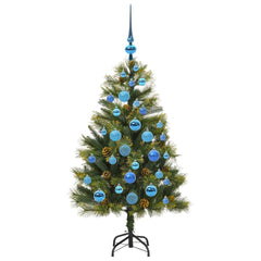 vidaXL Artificial Hinged Christmas Tree with Cones Green 120 cm 4