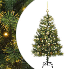 vidaXL Artificial Hinged Christmas Tree with Cones Green 150 cm 2