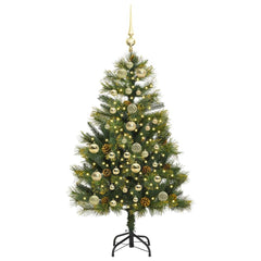 vidaXL Artificial Hinged Christmas Tree with Cones Green 150 cm 3