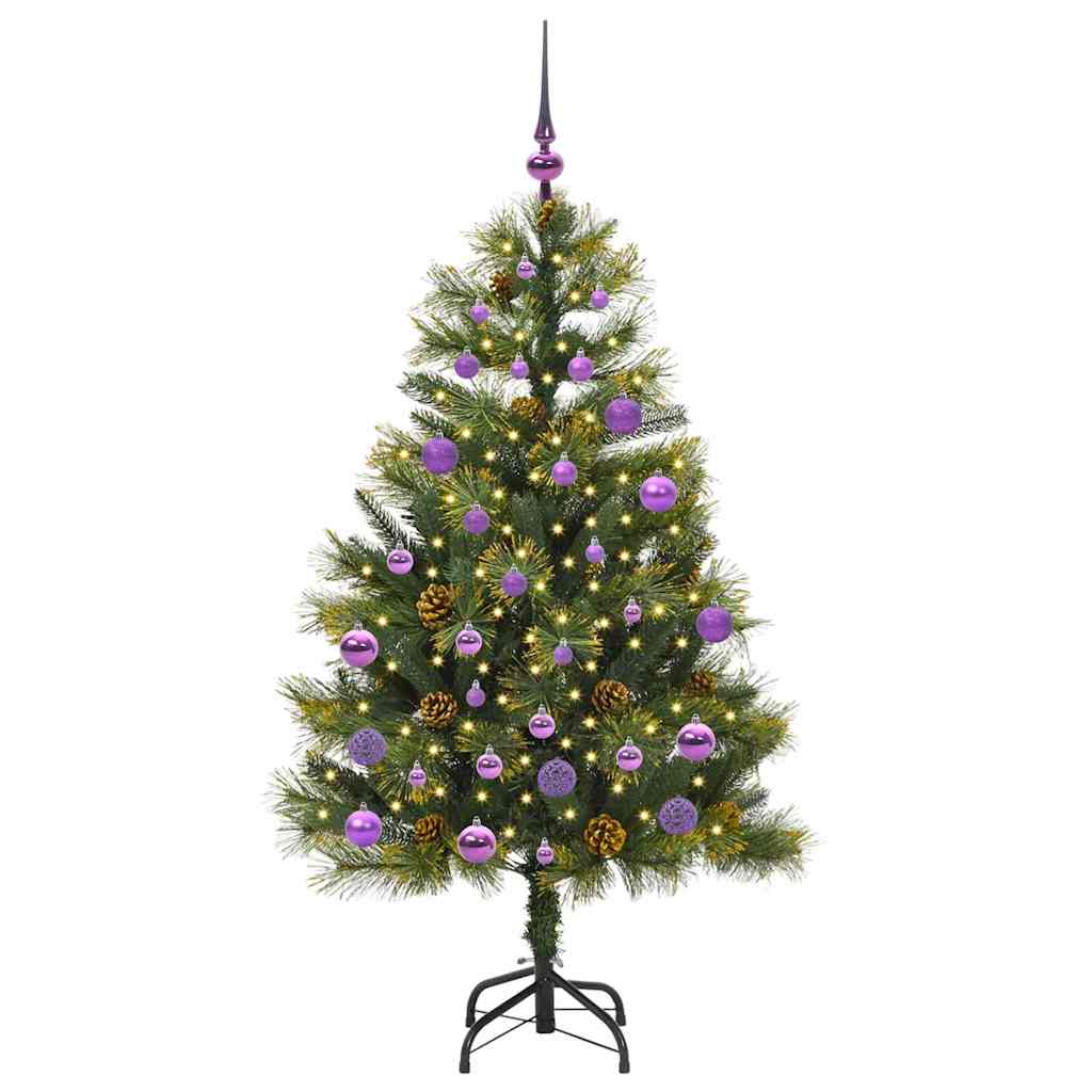 vidaXL Artificial Hinged Christmas Tree with Cones Green 150 cm 3