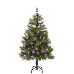 vidaXL Artificial Hinged Christmas Tree with Cones Green 150 cm 4