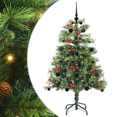 Artificial Christmas Tree 150 LEDs Warm White PVC and Metal 150 cm with LEDs&black balls