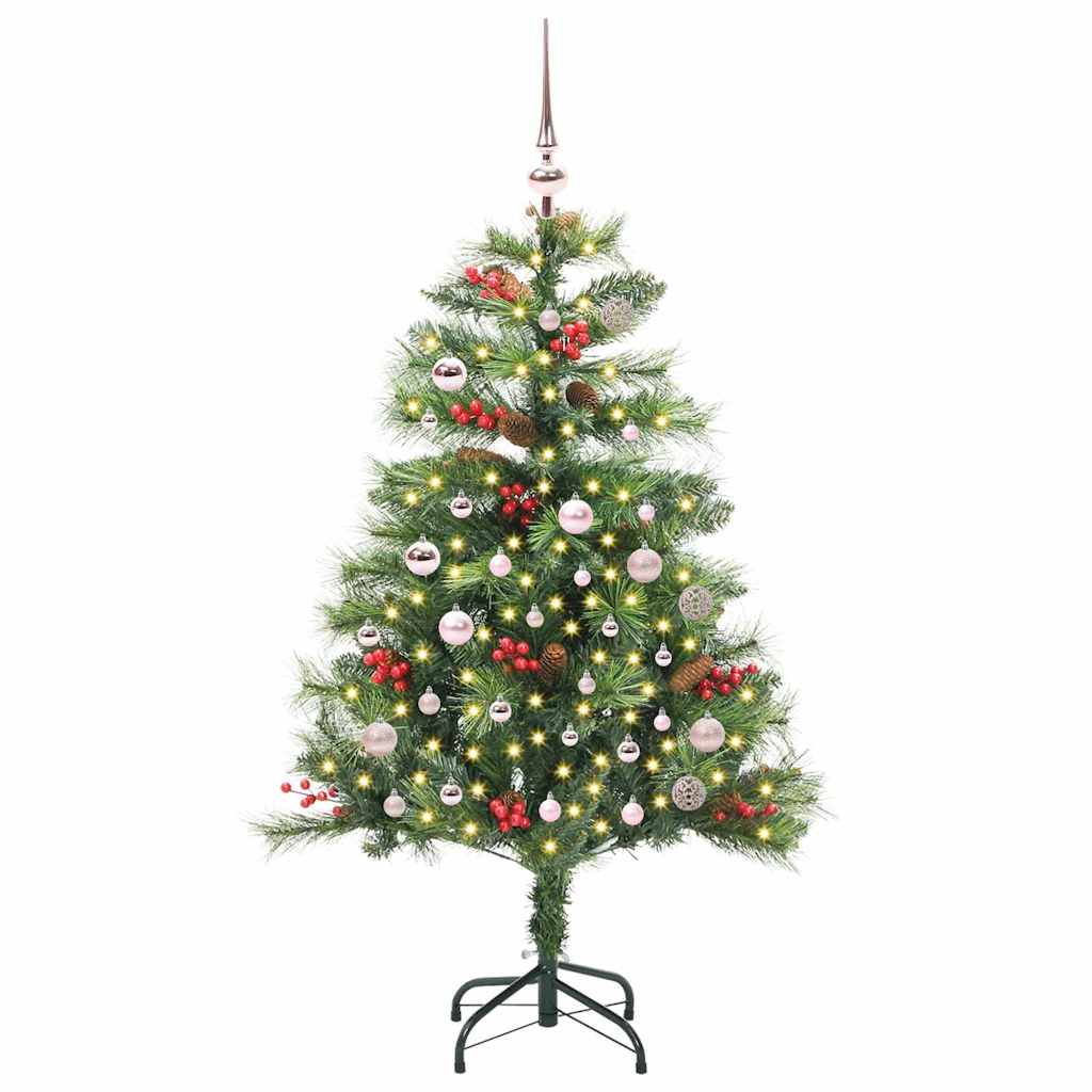 Artificial Christmas Tree 150 LEDs Warm White PVC and Metal 150 cm with LEDs&pink balls