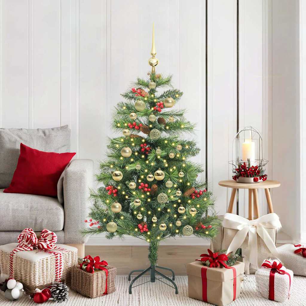 vidaXL Artificial Christmas Tree 150 LEDs Warm White PVC and Metal 150 cm