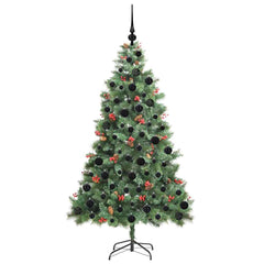 Artificial Christmas Tree 300 LEDs Warm White PVC and Metal 180 cm with LEDs&black balls