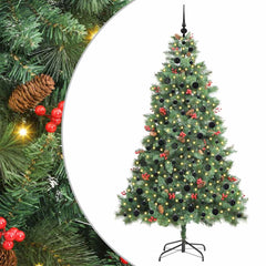 Artificial Christmas Tree 300 LEDs Warm White PVC and Metal 210 cm with LEDs&black balls