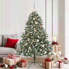 Artificial Christmas Tree Green 180 cm with LEDs&rose gold balls