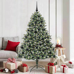 Artificial Christmas Tree Green 180 cm with LEDs&black balls