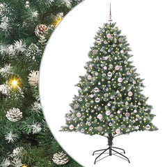 Artificial Christmas Tree Green 180 cm with LEDs&pink balls