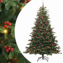 Artificial Christmas Tree with 300 LEDs with Stand Green 210 cm with LEDs &red balls