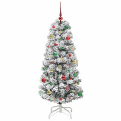 vidaXL Artificial Hinged Christmas Tree Green and White 150 cm 6