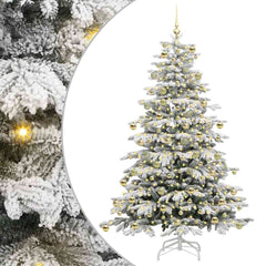 vidaXL Artificial Hinged Christmas Tree White 210 cm PE and PVC 2