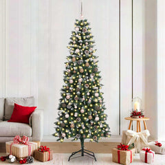 Artificial Christmas Tree Green 210 cm with LEDs &rose gold balls