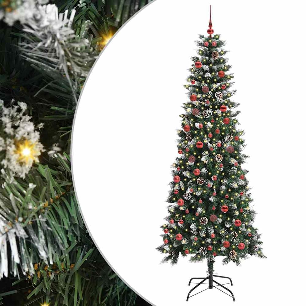 Artificial Christmas Tree Green 210 cm with LEDs &red balls