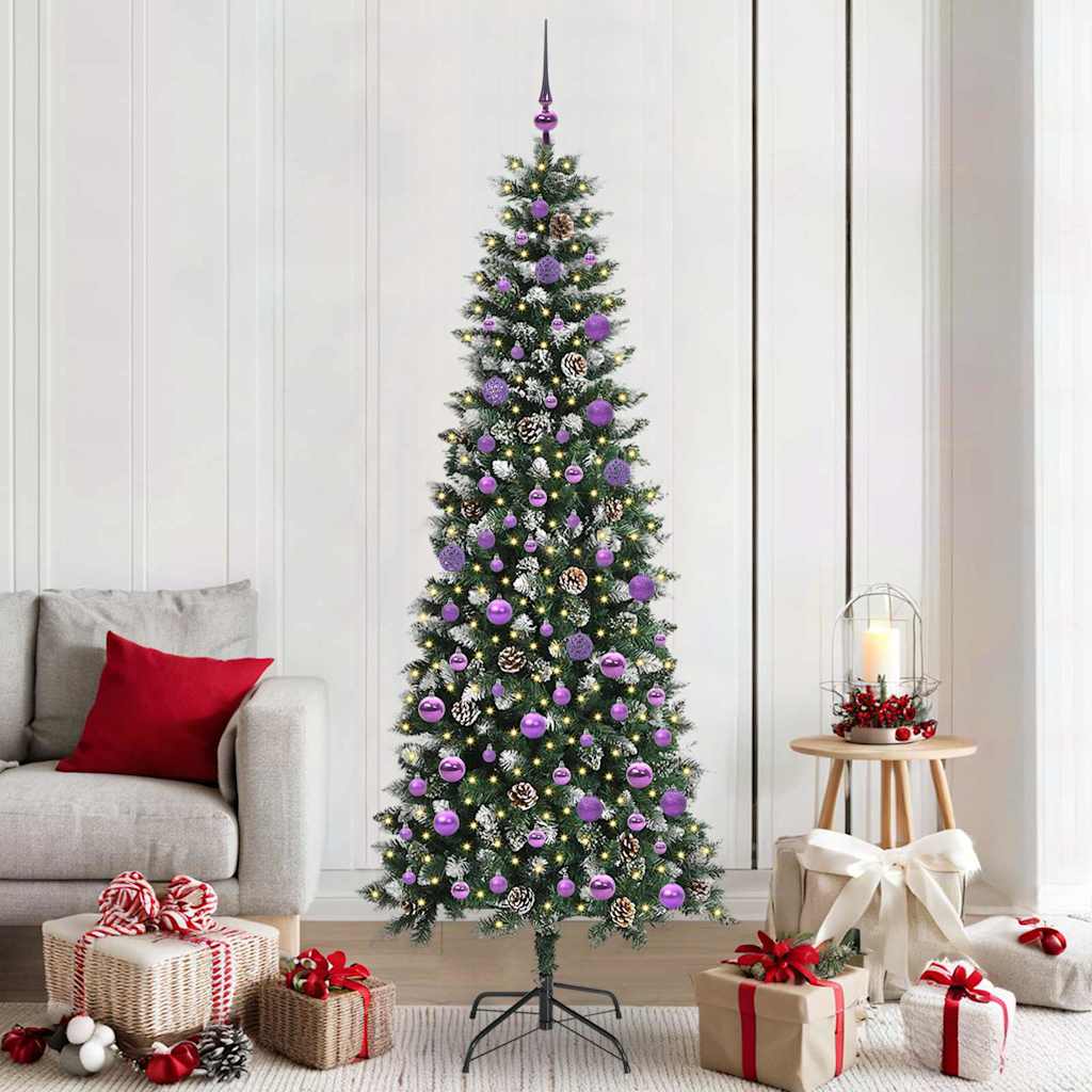 Artificial Christmas Tree Green 210 cm with LEDs &lilac balls