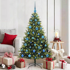 Artificial Hinged Christmas Tree 150 LEDs Green 150 cm with LEDs&blue balls