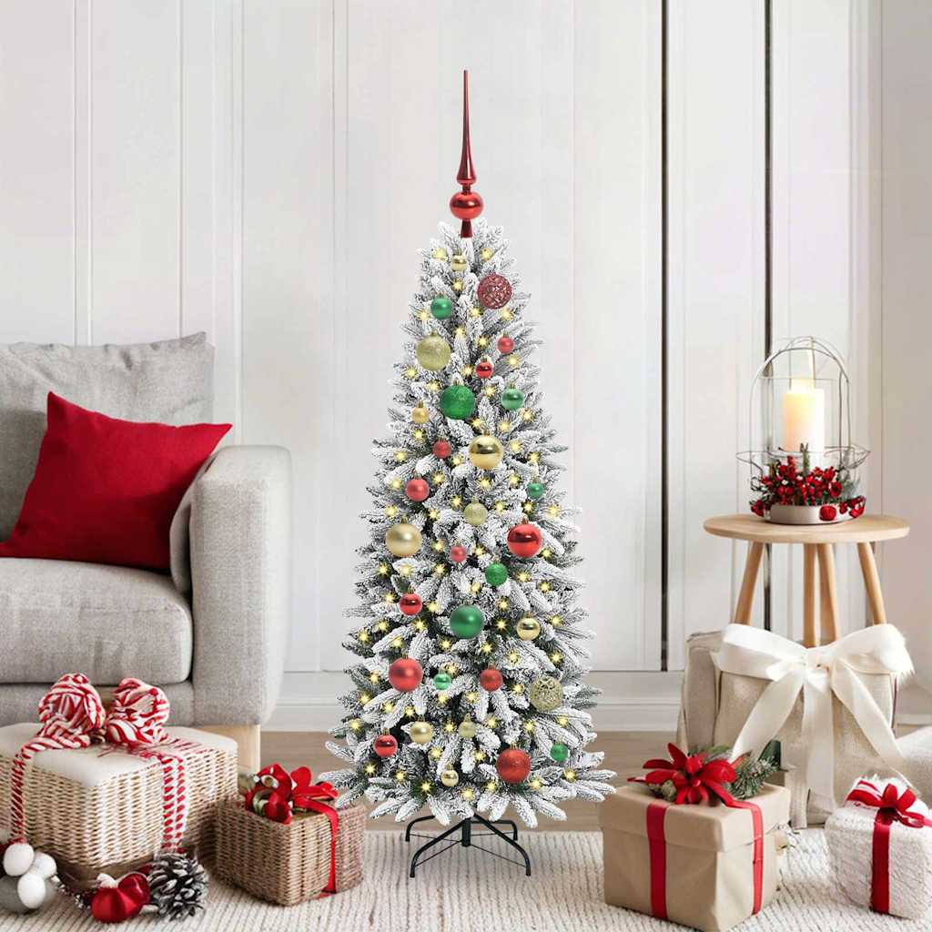vidaXL Artificial Christmas Tree White Green and White 120 cm
