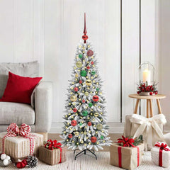 vidaXL Artificial Christmas Tree White Green and White 120 cm