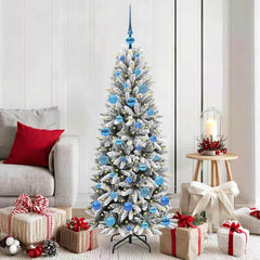 Artificial Christmas Tree White Green and White 150 cm with LEDs &blue balls