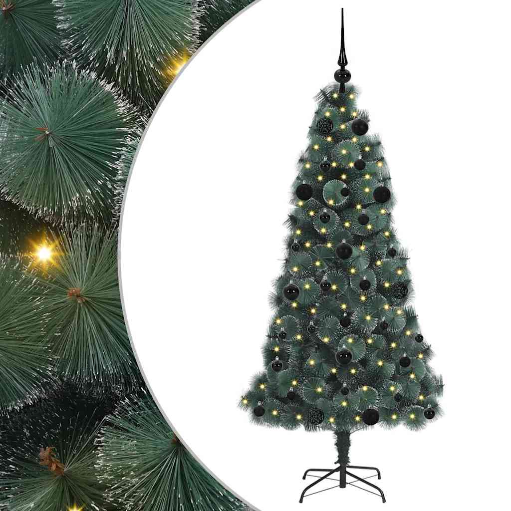 vidaXL Artificial Pre-lit Christmas Tree with Ball Set Green 150 cm 2