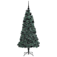 vidaXL Artificial Pre-lit Christmas Tree with Ball Set Green 150 cm 4