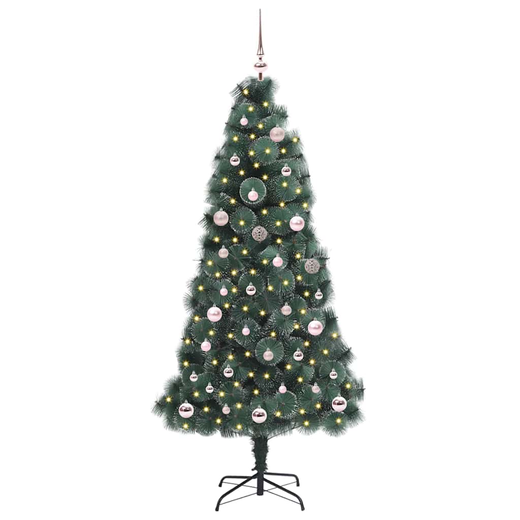 vidaXL Artificial Pre-lit Christmas Tree with Ball Set Green 150 cm 2