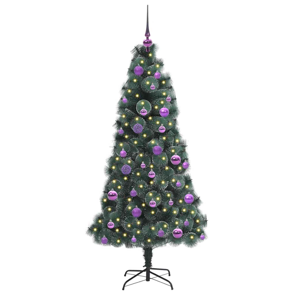 vidaXL Artificial Pre-lit Christmas Tree with Ball Set Green 150 cm 3
