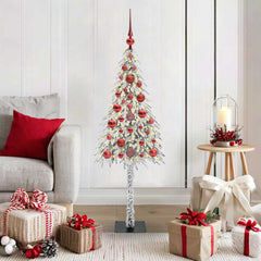 Christmas Tree White PE and Steel 120 cm with leds &red balls