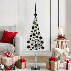 Christmas Tree White PE and Steel 120 cm with leds &black balls