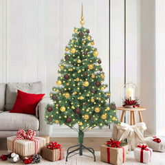 Christmas Tree PVC 180 cm Green with 300 LEDs&gold/bronze balls