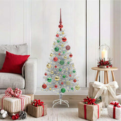 Christmas Tree PET 120 cm Silver with 150 LEDs&multicolour balls
