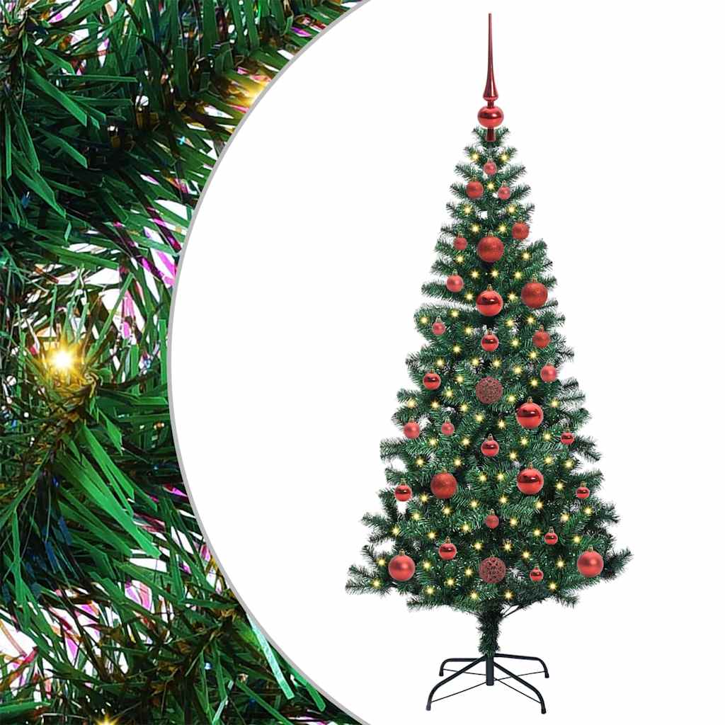 vidaXL Artificial Pre-lit Christmas Tree Green 120 cm PVC and Metal 2