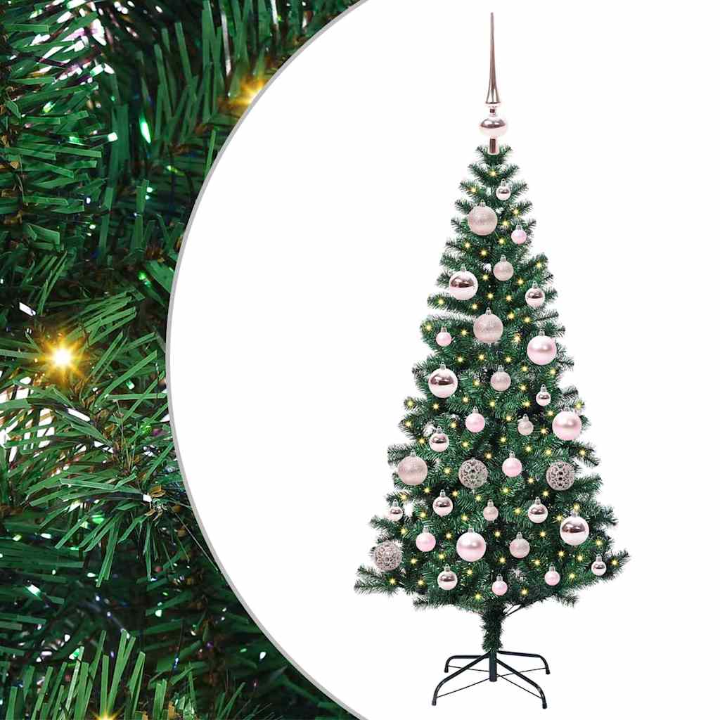 vidaXL Artificial Pre-lit Christmas Tree Green 120 cm PVC and Metal 2