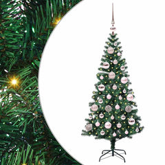 vidaXL Artificial Pre-lit Christmas Tree Green 120 cm PVC and Metal 2