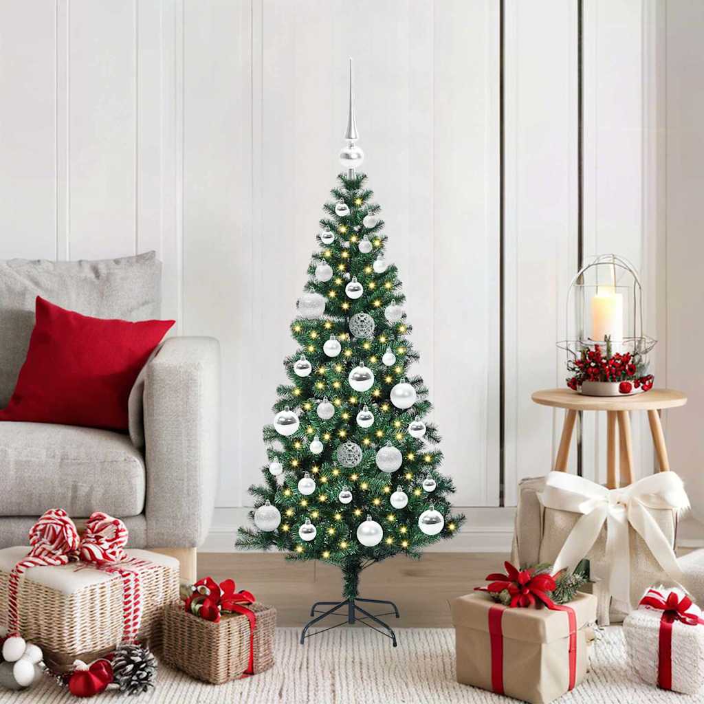 vidaXL Artificial Pre-lit Christmas Tree Green 120 cm PVC and Metal 1