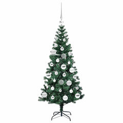 vidaXL Artificial Pre-lit Christmas Tree Green 120 cm PVC and Metal 4