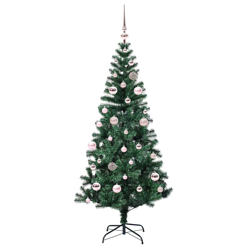 vidaXL Artificial Pre-lit Christmas Tree Green 150 cm PVC and Metal 3