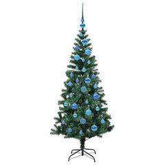 vidaXL Artificial Pre-lit Christmas Tree Green 150 cm PVC and Metal 4