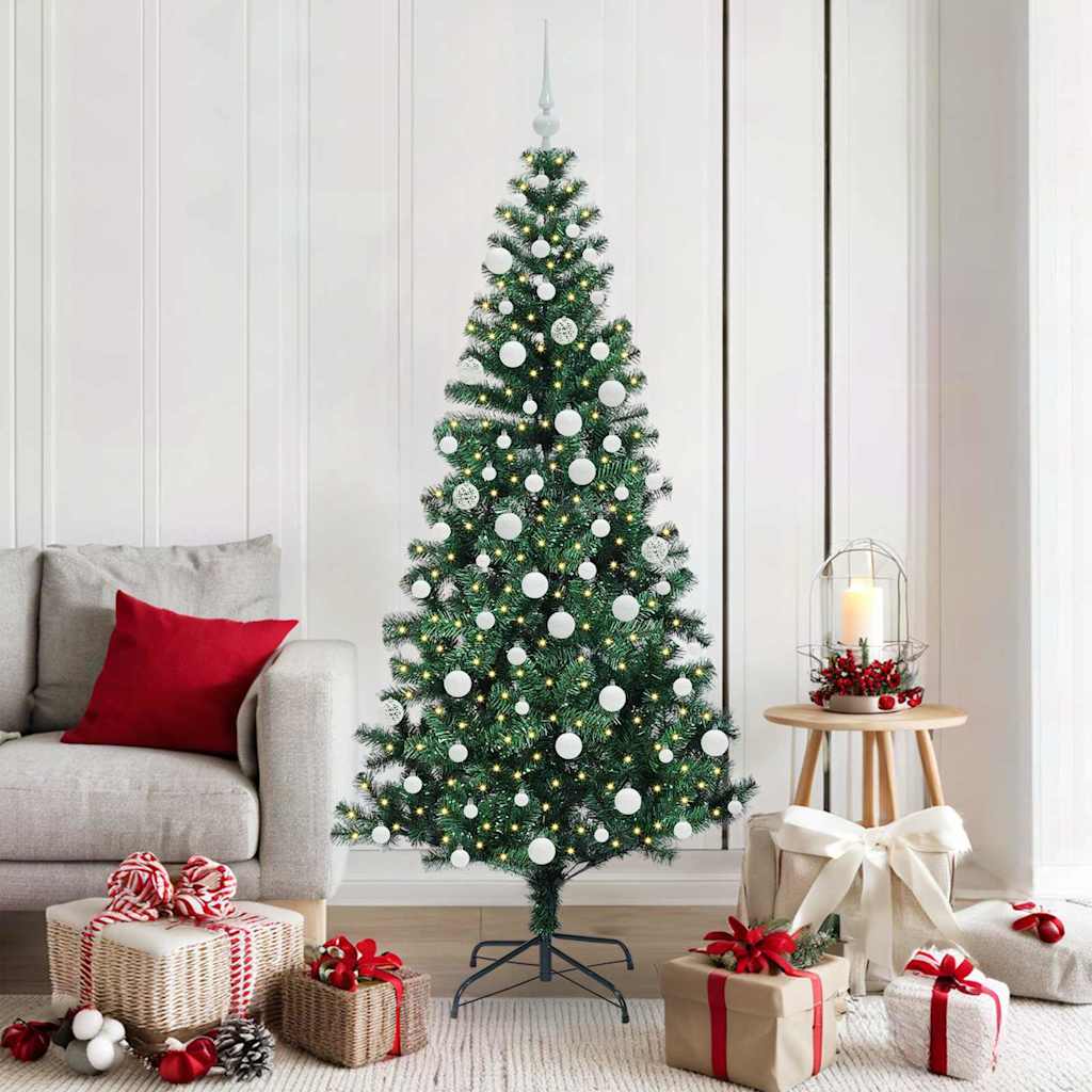 vidaXL Artificial Pre-lit Christmas Tree Green 180 cm PVC and Metal 1