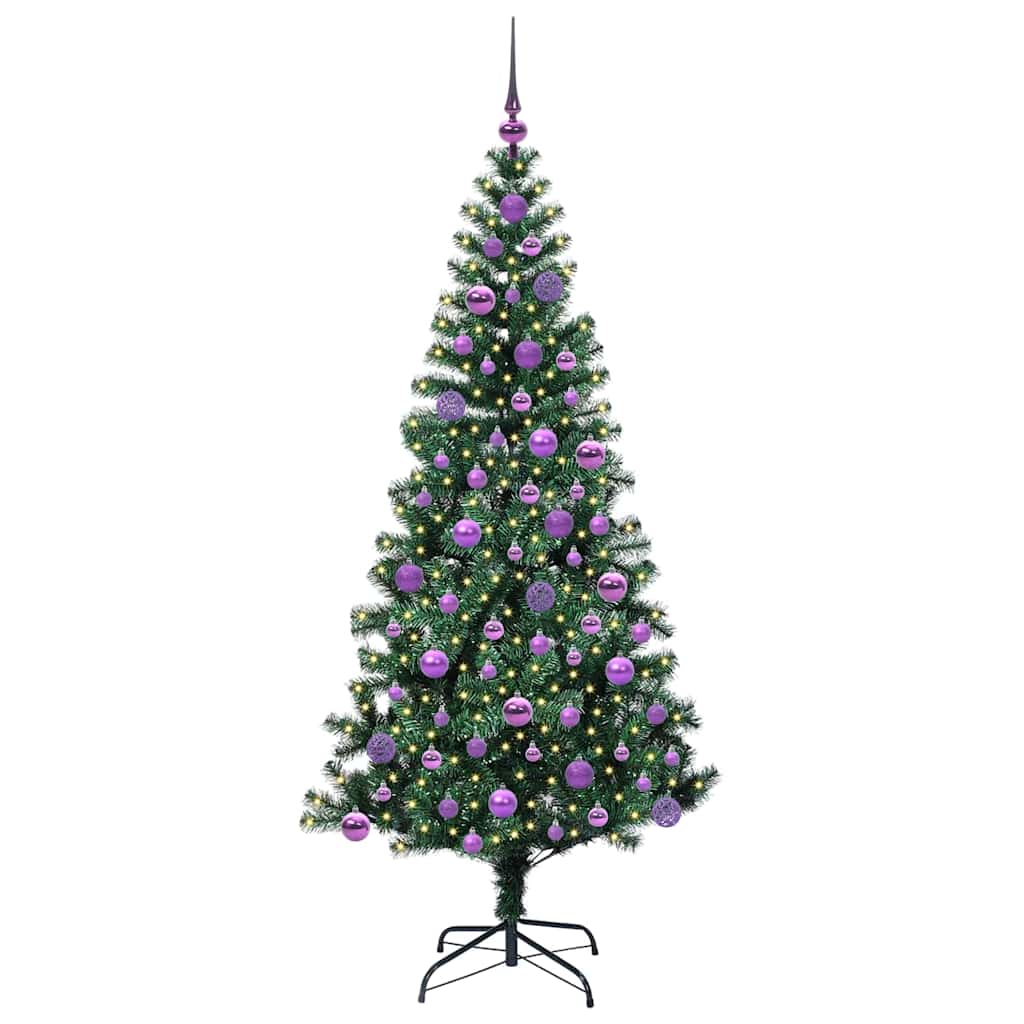 vidaXL Artificial Pre-lit Christmas Tree Green 180 cm PVC and Metal 3