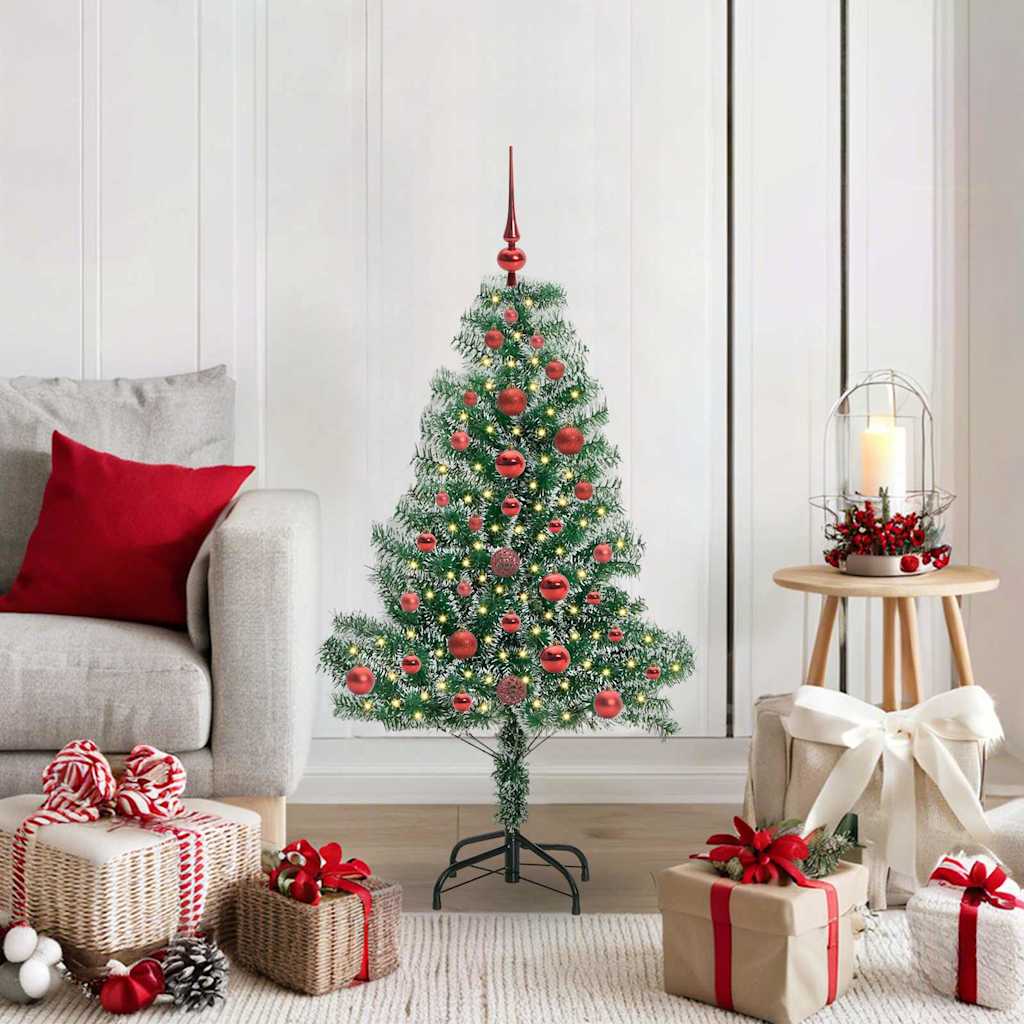 vidaXL Artificial Christmas Tree Snow Flocked with LED Light 120 cm 1