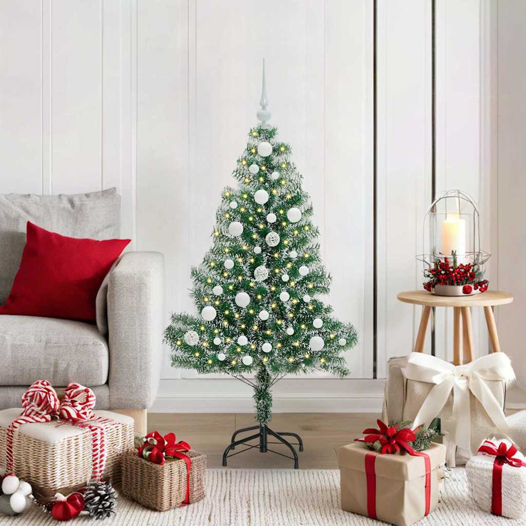 vidaXL Artificial Christmas Tree Snow Flocked with LED Light 120 cm 1