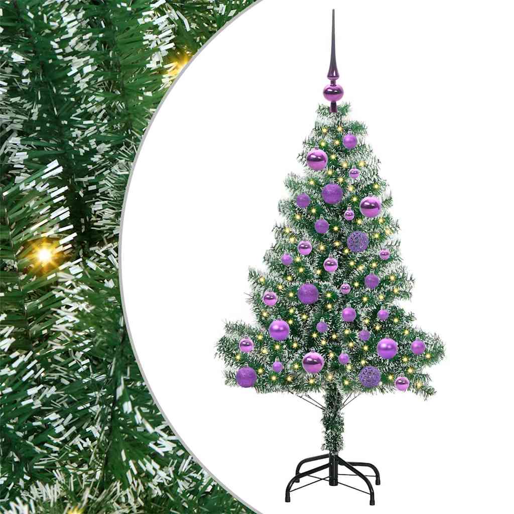 vidaXL Artificial Christmas Tree Snow Flocked with LED Light 120 cm 2