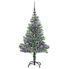 vidaXL Artificial Christmas Tree Snow Flocked with LED Light 120 cm 3