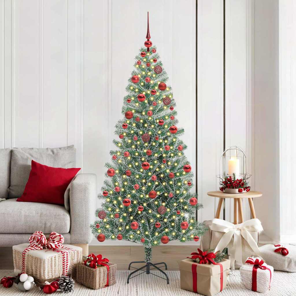 Artificial Christmas Tree Snow Flocked with LED Light 180 cm with LEDs&red balls