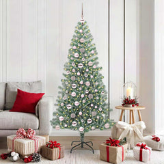 Artificial Christmas Tree Snow Flocked with LED Light 180 cm with LEDs&pink balls