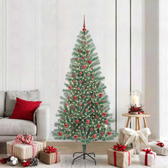 Artificial Christmas Tree Snow Flocked with LED Light 210 cm with LEDs&red balls