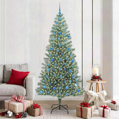 Artificial Christmas Tree Snow Flocked with LED Light 210 cm with LEDs&blue balls